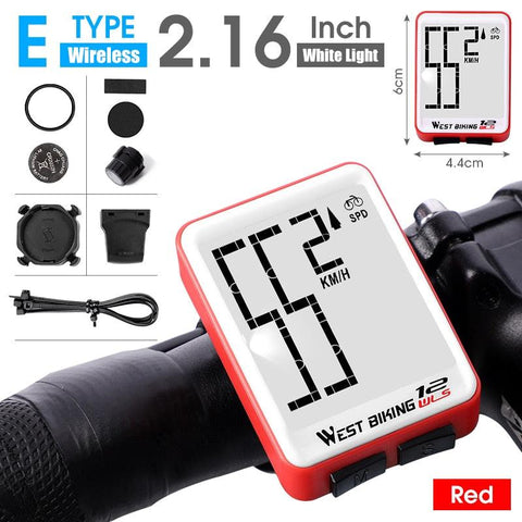 WEST BIKING Cycling Speedometer Digital Large Screen Waterproof LCD Wireless and Wired Bike Odometer Bicycle Computer