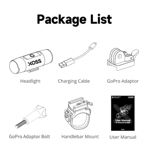 XOSS XL400/XL800 Bike Headlight 400/800 Lumen USB Rechargeable Road MTB Front Lamp Bicycle Light Aluminum Ultralight Flashlight