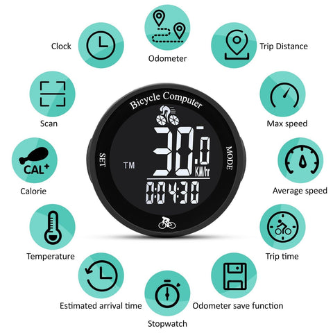 New Wireless Bike Computer Waterproof Bicycle Odometer Multifunctional LCD Screen Cycling Speedometer Mountain Bike Speedo Meter