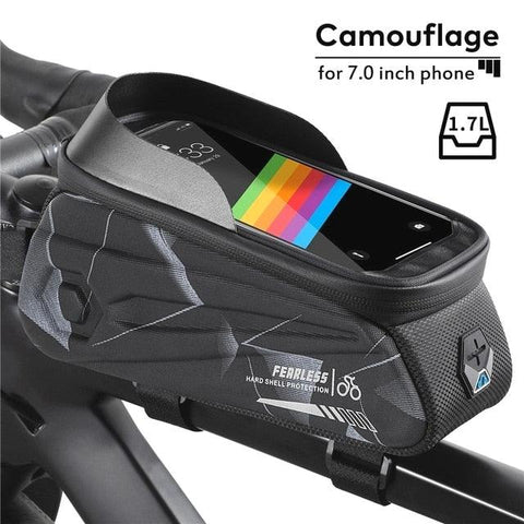 WEST BIKING Hard Shell TPU Bicycle Bag Touchscreen 6-7.4" Phone Stand Waterproof Front Beam Bag MTB Road Bike Cycling Equipment