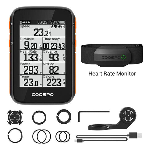 COOSPO BC200 Wireless Bicycle Computer GPS Bike Speedometer Cycling Odometer 2.6in Bluetooth5.0 ANT+ APP Sync Slope Altitude
