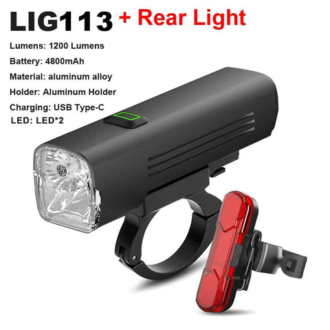 NEWBOLER 1000 Lumen Flashlight For Bicycle USB Bike Front Rear Light Set Rainproof MTB Headlight 4800mAh Cycling Lamp Accessory