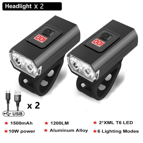 NEW Bicycle Light T6 LED 1200 Lumen USB Rechargeable Lantern Lamp MTB Road Bike Front Light Cycling Flashlight Bike Accessories