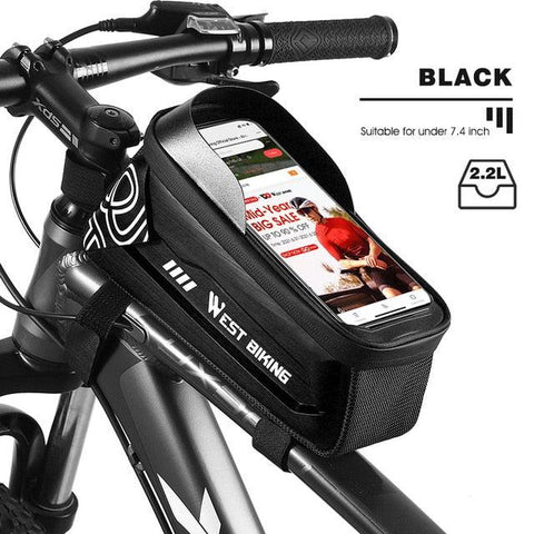 WEST BIKING Hard Shell TPU Bicycle Bag Touchscreen 6-7.4" Phone Stand Waterproof Front Beam Bag MTB Road Bike Cycling Equipment