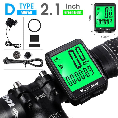 WEST BIKING Cycling Speedometer Digital Large Screen Waterproof LCD Wireless and Wired Bike Odometer Bicycle Computer