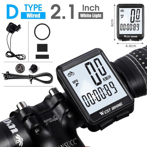 WEST BIKING Cycling Speedometer Digital Large Screen Waterproof LCD Wireless and Wired Bike Odometer Bicycle Computer