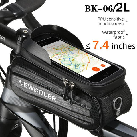 WILD MAN Bike Bag 2L Frame Front Tube Cycling Bag Bicycle Waterproof Phone Case Holder 7.4 Inches Touch Screen Bag Accessories