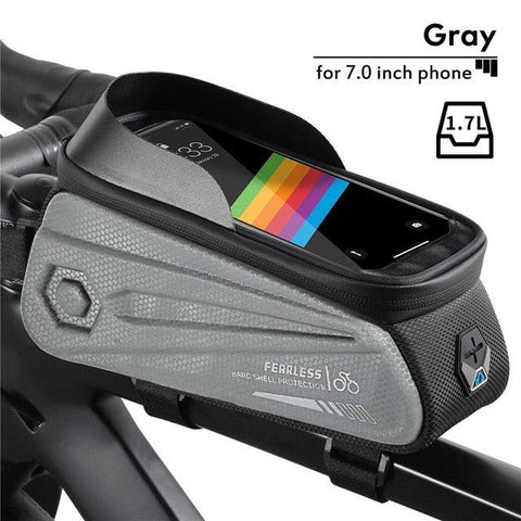 WEST BIKING Hard Shell TPU Bicycle Bag Touchscreen 6-7.4" Phone Stand Waterproof Front Beam Bag MTB Road Bike Cycling Equipment