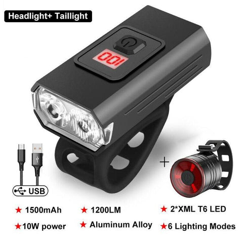 NEW Bicycle Light T6 LED 1200 Lumen USB Rechargeable Lantern Lamp MTB Road Bike Front Light Cycling Flashlight Bike Accessories