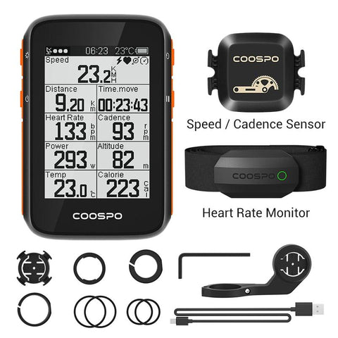 COOSPO BC200 Wireless Bicycle Computer GPS Bike Speedometer Cycling Odometer 2.6in Bluetooth5.0 ANT+ APP Sync Slope Altitude