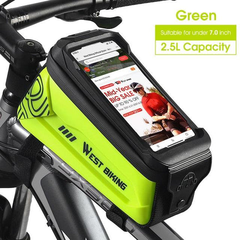 WEST BIKING Hard Shell TPU Bicycle Bag Touchscreen 6-7.4" Phone Stand Waterproof Front Beam Bag MTB Road Bike Cycling Equipment