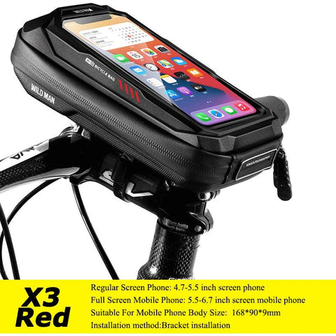 WILD MAN Bicycle Bag 5.5-6.6 Inch Phone Bag Waterproof Front Frame Bag Sensitive Touch Screen MTB Bag Road Bike Accessories