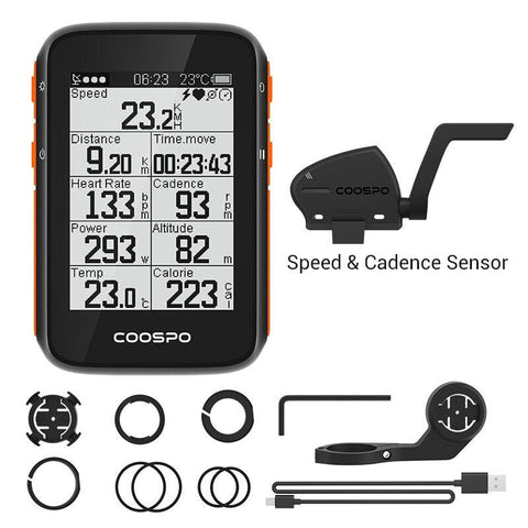 COOSPO BC200 Wireless Bicycle Computer GPS Bike Speedometer Cycling Odometer 2.6in Bluetooth5.0 ANT+ APP Sync Slope Altitude