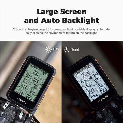 COOSPO BC200 Wireless Bicycle Computer GPS Bike Speedometer Cycling Odometer 2.6in Bluetooth5.0 ANT+ APP Sync Slope Altitude