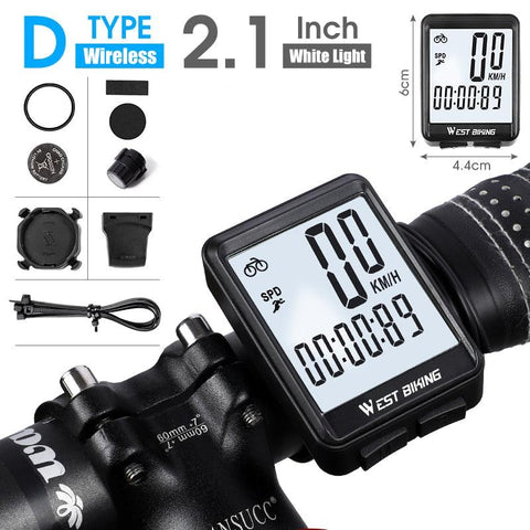 WEST BIKING Cycling Speedometer Digital Large Screen Waterproof LCD Wireless and Wired Bike Odometer Bicycle Computer