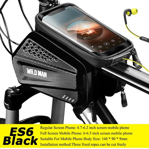 WILD MAN Bicycle Bag 5.5-6.6 Inch Phone Bag Waterproof Front Frame Bag Sensitive Touch Screen MTB Bag Road Bike Accessories