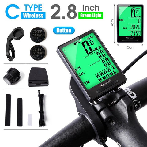 WEST BIKING Cycling Speedometer Digital Large Screen Waterproof LCD Wireless and Wired Bike Odometer Bicycle Computer