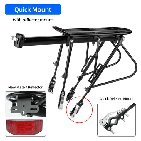 Deemount Heavy Duty Bicycle Luggage Carrier Rear Cargo Rack Stand 24-29'' Bike Trunk 100 KGS Load Fit 4.0 ‘’ Fat Bike Tire