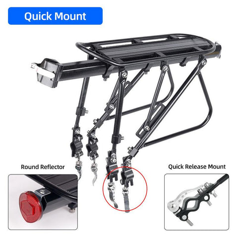 Deemount Heavy Duty Bicycle Luggage Carrier Rear Cargo Rack Stand 24-29'' Bike Trunk 100 KGS Load Fit 4.0 ‘’ Fat Bike Tire