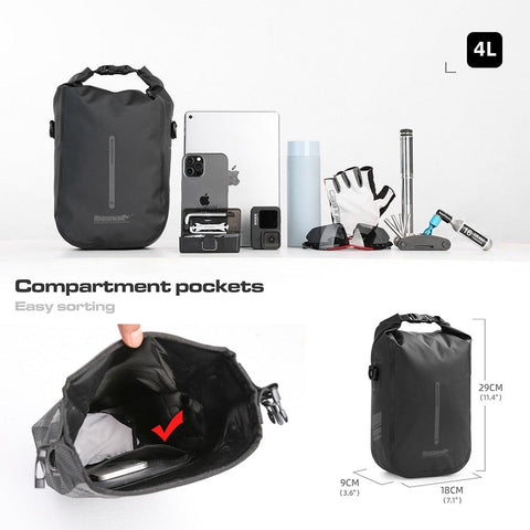 Rhinowalk Bike Quick Release Fork Bag Waterproof 4L 6L Cycling Bicycle Front Pack Mount Electric Scooter Storage Vehicle Bag
