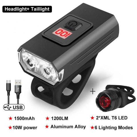 NEW Bicycle Light T6 LED 1200 Lumen USB Rechargeable Lantern Lamp MTB Road Bike Front Light Cycling Flashlight Bike Accessories