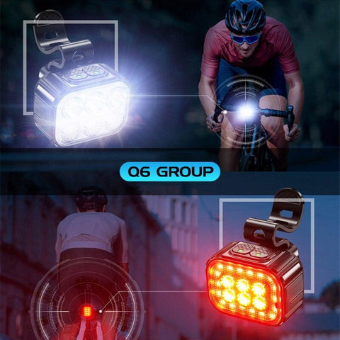 Bike Light Q6 LED Bicycle Front Rear lights USB Charge Headlight Cycling Taillight Bicycle Lantern Bike Accessories Lamps