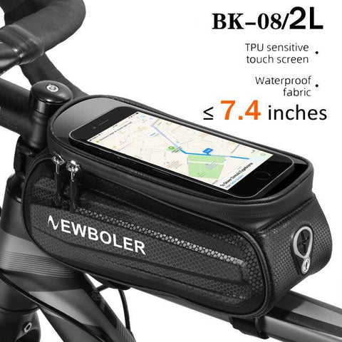WILD MAN Bike Bag 2L Frame Front Tube Cycling Bag Bicycle Waterproof Phone Case Holder 7.4 Inches Touch Screen Bag Accessories