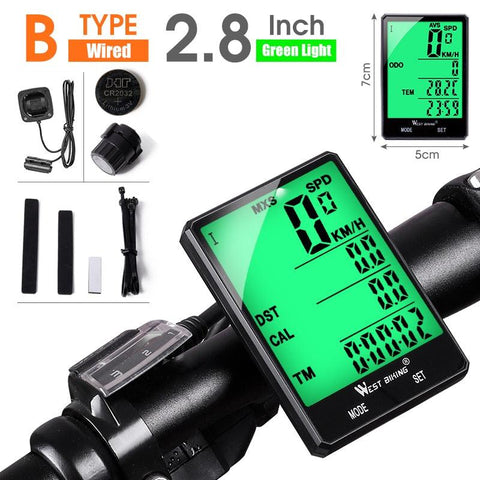 WEST BIKING Waterproof Bicycle Computer With Wireless Wired Bicycle Computer Bike Speedometer Odometer Bike Stopwatch