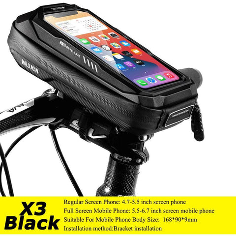 WILD MAN Bicycle Bag 5.5-6.6 Inch Phone Bag Waterproof Front Frame Bag Sensitive Touch Screen MTB Bag Road Bike Accessories