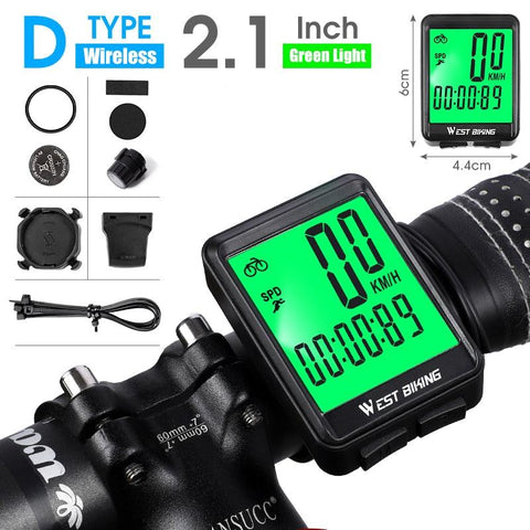 WEST BIKING Cycling Speedometer Digital Large Screen Waterproof LCD Wireless and Wired Bike Odometer Bicycle Computer