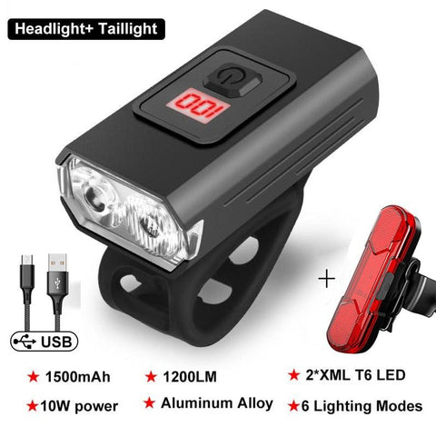 NEW Bicycle Light T6 LED 1200 Lumen USB Rechargeable Lantern Lamp MTB Road Bike Front Light Cycling Flashlight Bike Accessories