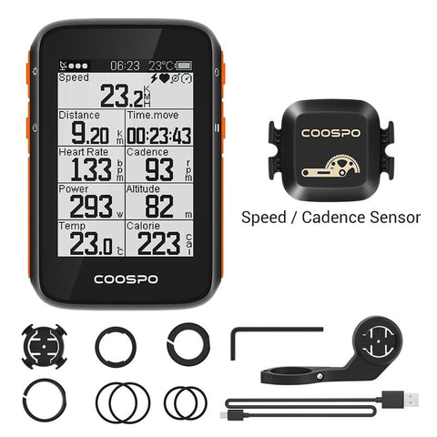 COOSPO BC200 Wireless Bicycle Computer GPS Bike Speedometer Cycling Odometer 2.6in Bluetooth5.0 ANT+ APP Sync Slope Altitude