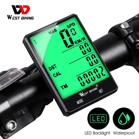 WEST BIKING Cycling Speedometer Digital Large Screen Waterproof LCD Wireless and Wired Bike Odometer Bicycle Computer