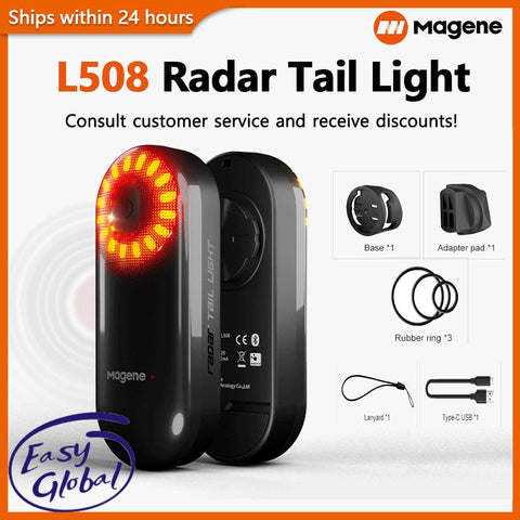 Magene L508 Radar Tail Light New Bicycle Brake Sensing Lamp Saddle Seatpost Ebike Waterproof LED Charging Cycling Taillight