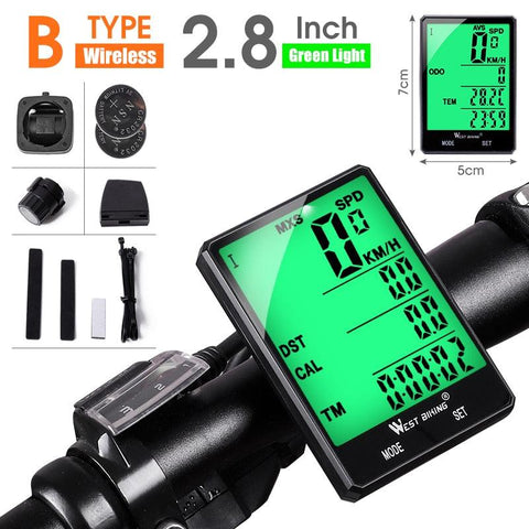 WEST BIKING Waterproof Bicycle Computer With Wireless Wired Bicycle Computer Bike Speedometer Odometer Bike Stopwatch