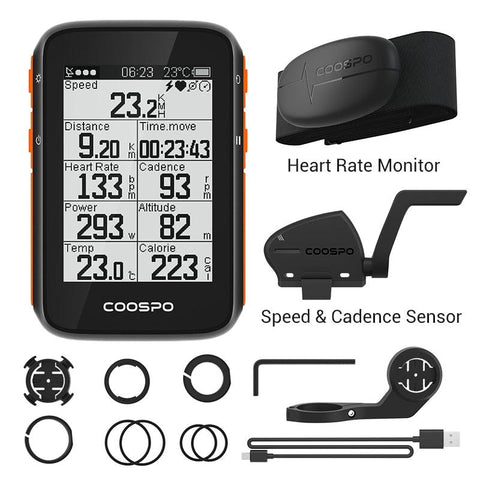 COOSPO BC200 Wireless Bicycle Computer GPS Bike Speedometer Cycling Odometer 2.6in Bluetooth5.0 ANT+ APP Sync Slope Altitude