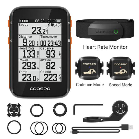 COOSPO BC200 Wireless Bicycle Computer GPS Bike Speedometer Cycling Odometer 2.6in Bluetooth5.0 ANT+ APP Sync Slope Altitude