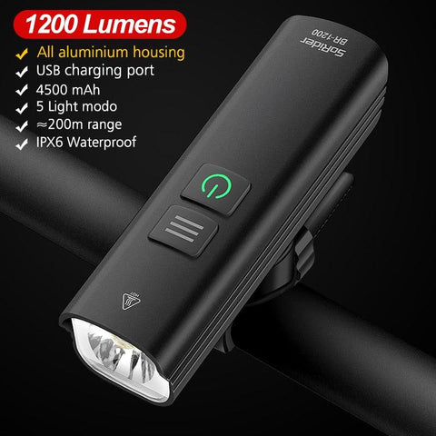 Bike Bicycle Light USB 1200LM4800mAH LED Rechargeable Set Road MTB Bike Front Back Headlight Lamp Flashlight Cycling Light Group