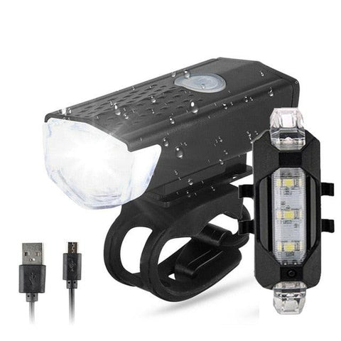 Bike Bicycle Light USB LED Rechargeable Headlight Set Rainproof  Cycling Front Back Headlight Lamp Bicycle Warning Flashlight