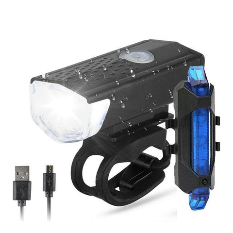 Bike Bicycle Light USB LED Rechargeable Headlight Set Rainproof  Cycling Front Back Headlight Lamp Bicycle Warning Flashlight