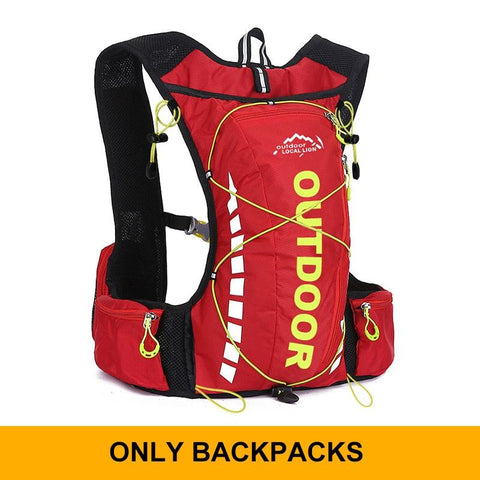 Cycling backpack for men and women, nylon bag, waterproof 8 liters, hiking and camping, 250ml water bottle with 1.5L water bag