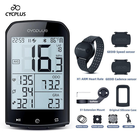 CYCPLUS M1 Bicycle Computer GPS Wireless Odometer Mountain Bike Road Cyclocomputer Speedometer Cycling Cadence Heart Rate Sensor
