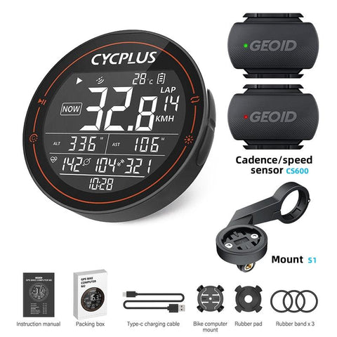 CYCPLUS M1 Bicycle Computer GPS Wireless Odometer Mountain Bike Road Cyclocomputer Speedometer Cycling Cadence Heart Rate Sensor
