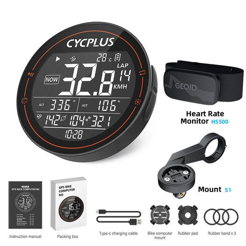 CYCPLUS M1 Bicycle Computer GPS Wireless Odometer Mountain Bike Road Cyclocomputer Speedometer Cycling Cadence Heart Rate Sensor