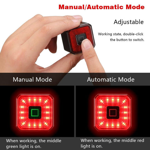 Eqiio Bicycle Smart Brake Tail Light USB Charging Safety Rear Light Warning IPX4 Waterproof Light MTB Lamp Road Bike Accessories