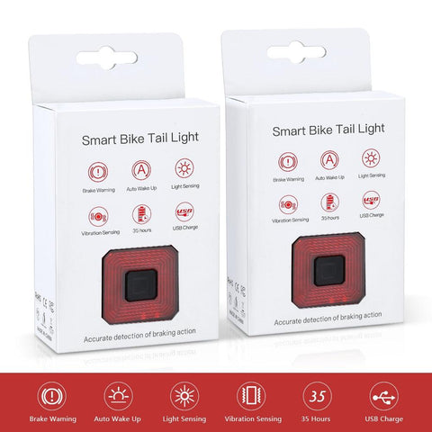 Eqiio Bicycle Smart Brake Tail Light USB Charging Safety Rear Light Warning IPX4 Waterproof Light MTB Lamp Road Bike Accessories