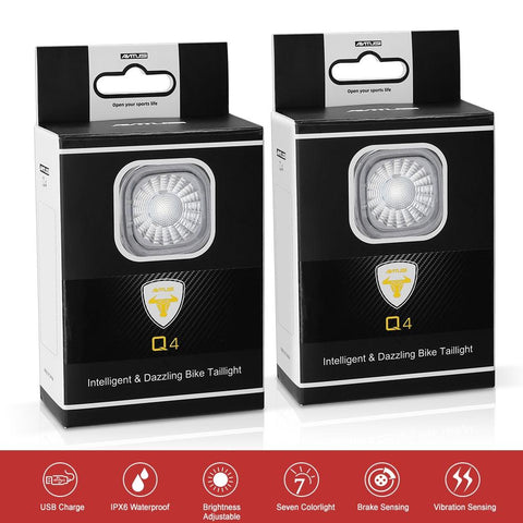 Eqiio Bicycle Smart Brake Tail Light USB Charging Safety Rear Light Warning IPX4 Waterproof Light MTB Lamp Road Bike Accessories