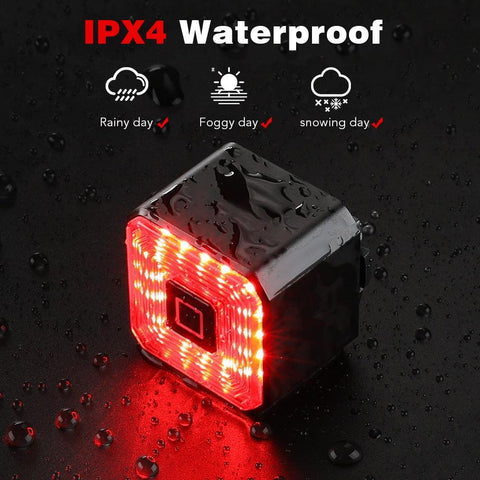 Eqiio Bicycle Smart Brake Tail Light USB Charging Safety Rear Light Warning IPX4 Waterproof Light MTB Lamp Road Bike Accessories