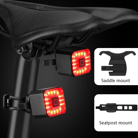 Eqiio Bicycle Smart Brake Tail Light USB Charging Safety Rear Light Warning IPX4 Waterproof Light MTB Lamp Road Bike Accessories
