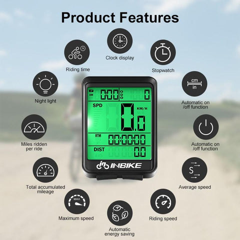 INBIKE Rainproof MTB Bike Computer Bicycle Speedometer Wireless Wired Odometer Cycling Watch LED Screen Measurable Watch IC321
